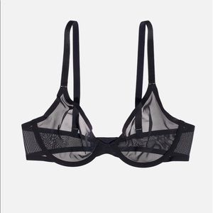 Cuup Plunge Mesh Bra 34E Black